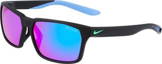 Nike Maverick Matte Black/Blue Zonnebrillen - Heren - Zonnebrillen - Zwart - 59 MM - Accessoires