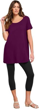 Roaman's Plus Size Cotton Ultimate Scoopneck Swing Tunic in Dark Berry at Nordstrom, Size 24