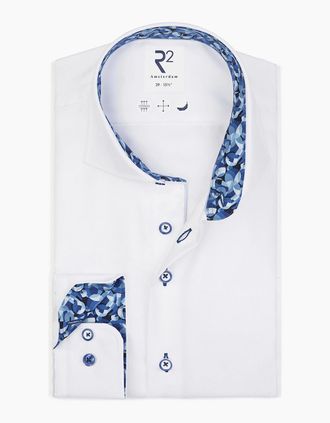 R2 Mens R2 CUT AWAY COLLAR LONG SLEEVED SHIRT WHITE - Size: 46/48