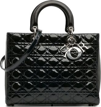 Dior 2010 grote Cannage Lady Dior lakleren tas - Blauw