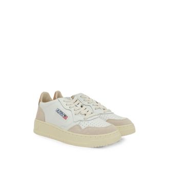 Autry Mixed Leather Panelled Sneaker - White