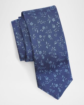 Canali Flower Print Silk Tie