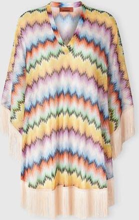 Missoni Short Caftan With Fringes And Gradient Stripe Print in Multicoloured at Nordstrom, Size Medium