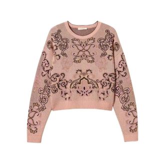 Twinset Maglia - Dames - Ronde hals truien - Roze - S - Wol - Truien & Vesten