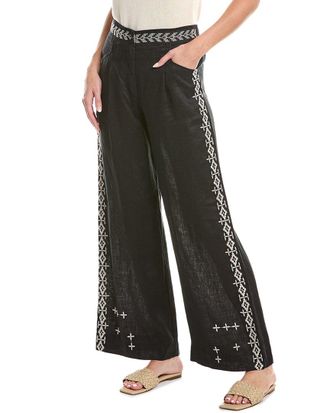 Johnny Was Wide Leg Pleated Linen Pant