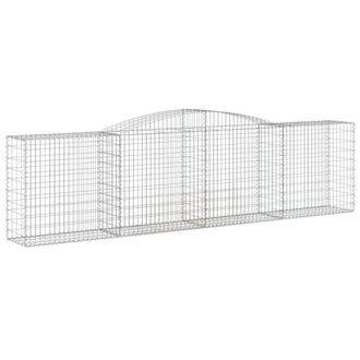 Berkfield Home Decorative Arched Gabion Baskets 6 pcs 400x50x100/120 cm Galvanis in Silver