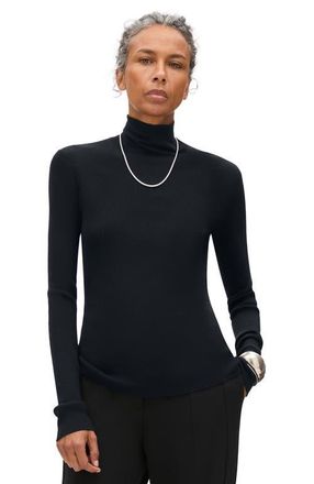 Another Tomorrow Rib Knitwear Turtleneck in Black at Nordstrom, Size X-Small It