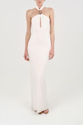 Nocturne Cut-Out Detail Embellished Maxi Dress in White at Nordstrom, Size X-Large Eu