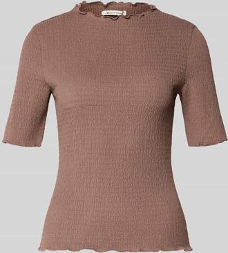 Tom Tailor Denim Slim Fit T-Shirt mit Stehkragen in Taupe, Gr&ouml;&szlig;e XS