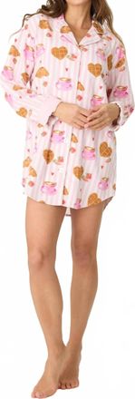 PJ Salvage Classic Fit Flannel Nightshirt In Brunch Club