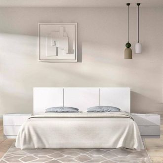 Dmora Cabecero De Cama Crocilia, Atr&aacute;s, Cabecero De Dormitorio, Reposacabezas, 257x34 H96 Cm, Blanco - Dmora