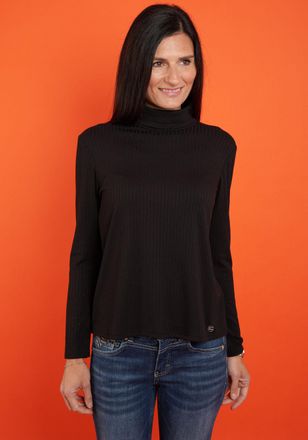 Seidel Moden Langarmshirt SEIDEL MODEN, Damen, Gr. 34, schwarz, Rippware, Obermaterial: 80% Polyester, 16% Viskose, 4% Elasthan, Strukturmuster, regular fit taille