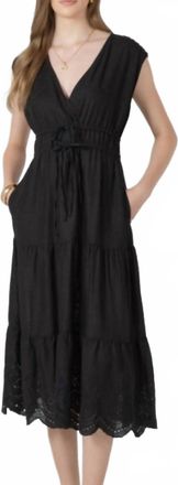 Dex Clothing Eyelet Tie Waist Midi Dress In Black