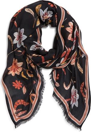 Echo Autumn Floral Fringe Scarf in Black at Nordstrom