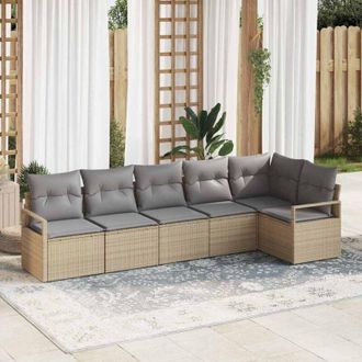 vidaXL Conjunto De Sof&aacute; De Jard&iacute;n 6 Pcs Beige Polirat&aacute;n Vidaxl