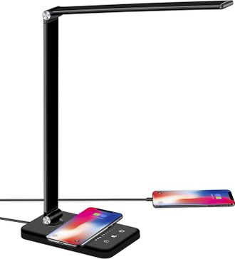 OEM L&aacute;mpara De Escritorio Led Con Cargador Inal&aacute;mbrico, Intensidad Regulable Y Carga Usb