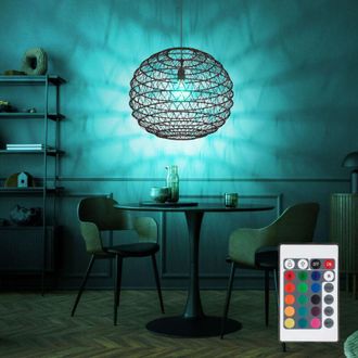 Globo Lighting Globo Lighting - Lampada a sospensione carta nera sospensione palla treccia soggiorno lampada telecomando, dimmerabile cambio colore, 1x 4W 470Lm