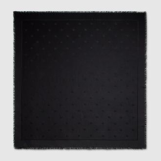 Gucci Double G Silk Wool Shawl, Black