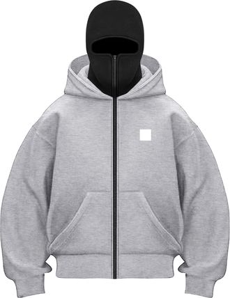 Generic Balaclava Hoodie Mens Hoodies Zip Up Fashion Double Layer Hoodie with Mask Travel Hoodies Oversized Long Sleeved Warm Wind-resistant Athletic Workout 