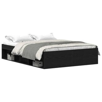 Berkfield Home Bed Frame without Mattress Black Oak 140x200 cm Engineered Wood