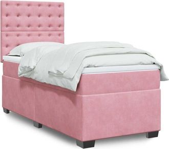 vidaXL Vidaxl - Cama Box Spring Con Colch&oacute;n Terciopelo Rosa 90x190 Cm