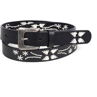 OLD TREND Senna Genuine Leather Minimalist Clean Line Belt in Black at Nordstrom, Size Medium
