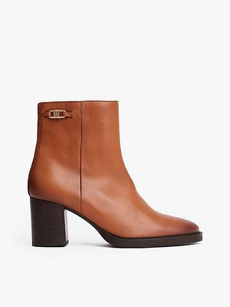 Tommy Hilfiger Leather TH Monogram Horsebit Ankle Boots