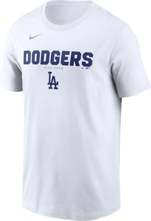 Nike Los Angeles Dodgers Bold Team Name Nike Mens MLB T-Shirt in White | N19910ALD-D31