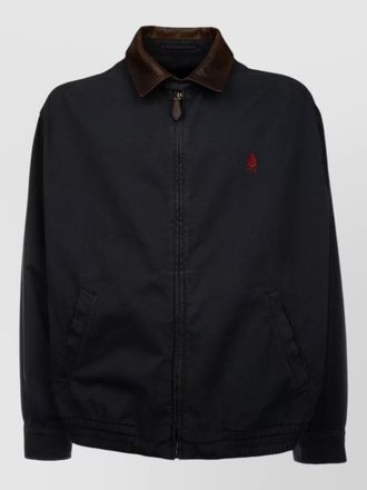 Prada short coat elastic cuffs hem contrast collar