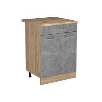 Vicco Mueble Bajo De Cocina R-line, Hormig&oacute;n/roble Dorado, 60 Cm Con Caj&oacute;n Encimera Roble Dorado, Vicco