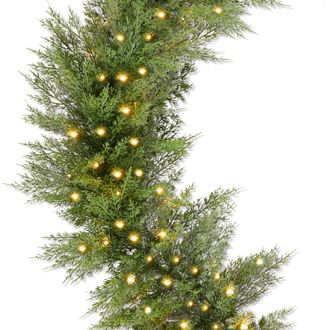 Best Choice Products Pre-Lit Cedar Cypress Christmas Garland w/ 50 LEDs, 9Ft Realistic Indoor Holiday Decor, Corded