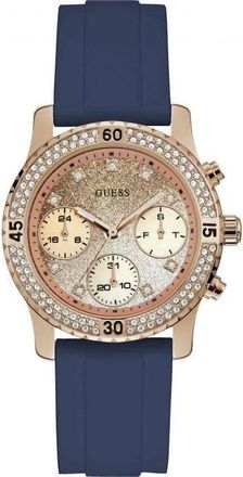 Guess Womens W1098L6 Confetti Glitter Dial Ladies Watch - Navy Stainless Steel - One Size