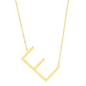 MAX + STONE Solid 10K Yellow or White Gold Initial Pendant Necklace 16-18 inch Cable Chain