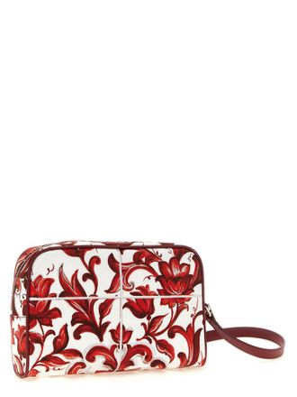 Dolce & Gabbana Mens Essenza Shoulder Bag Red Calfskin Leather Cotton