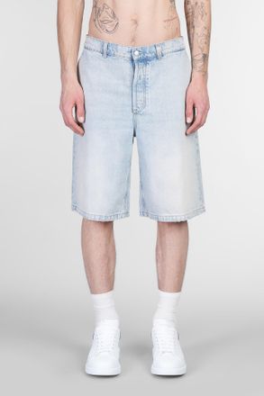 Alexander McQueen Shorts In Cyan Cotton