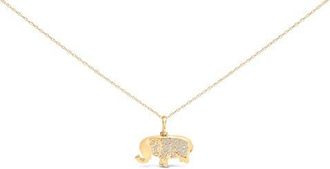 House of Brilliance 10K Yellow Gold 1/5 Cttw Diamond Elephant Pendant Necklace at Nordstrom