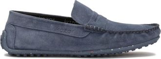 Kazar Blauwe su&egrave;de mocassins op een met studs versierde rubberen zool - Heren - Loafers - Blauw - 41 EU - Su&egrave;de - Schoenen