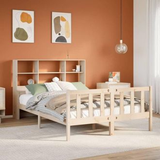 vidaXL Cama Con Estanter&iacute;a Sin Colch&oacute;n Madera Maciza De Pino 160x200cm Vidaxl