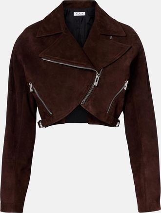 Alaia Ala&iuml;a Cropped suede biker jacket
