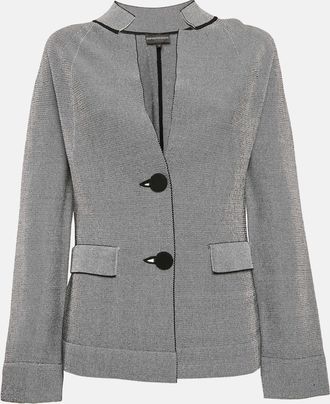 Emporio Armani Armani Black/white Knit Button Front Jacket
