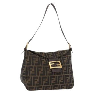 Fendi Pre-owned Shoulder Bags, female, Brown, Size: ONE SIZE Pre-owned Zucca Canvas Shoulder Bag