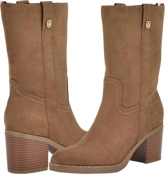 Tommy Hilfiger Theal Boots Womens 10M Brown Suede Almond Toe Block Heel HTAT1364