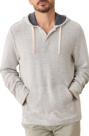 Marine Layer Portola Slub Organic Cotton Beach Hoodie in White/Navy at Nordstrom, Size Xx-Large