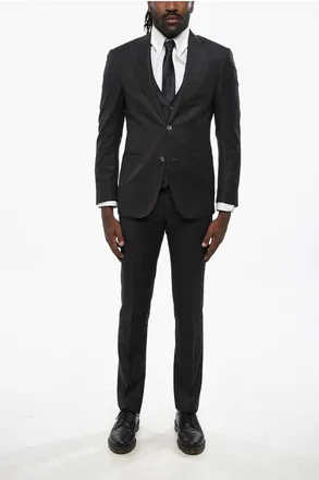 Corneliani Hairline Striped Virgin Wool Center Vent Notch Lapel CERI.AC size 44