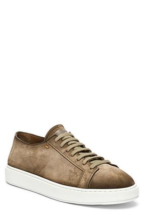 Santoni Damps Low Top Suede Sneaker in Brown at Nordstrom, Size 10.5