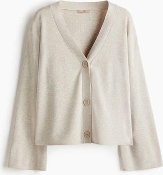 H&M Fine-knit cardigan in Light Beige Melange at Nordstrom, Size Xx-Large