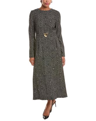 Oscar De La Renta Printed Chevron Wool Dress