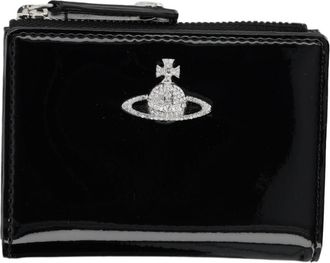 Vivienne Westwood Glossy Black Rectangular Wallet With Silver Emblem