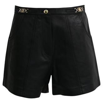 Maje Imori High-Waisted Shorts in Black Leather