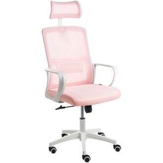 Beliani Office Chair Pastel Pink Mesh Swivel Base Adjustable Height Headrest Home Office MONARCH